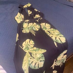 Gorgeous navy and green maxi wrap dress